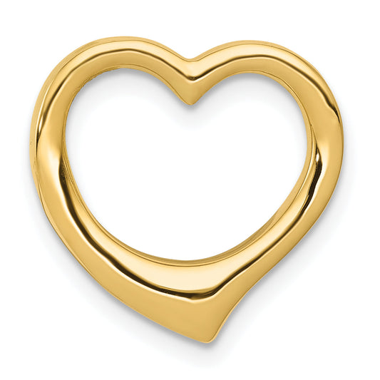 14K Yellow Gold Polished Heart Chain Slide