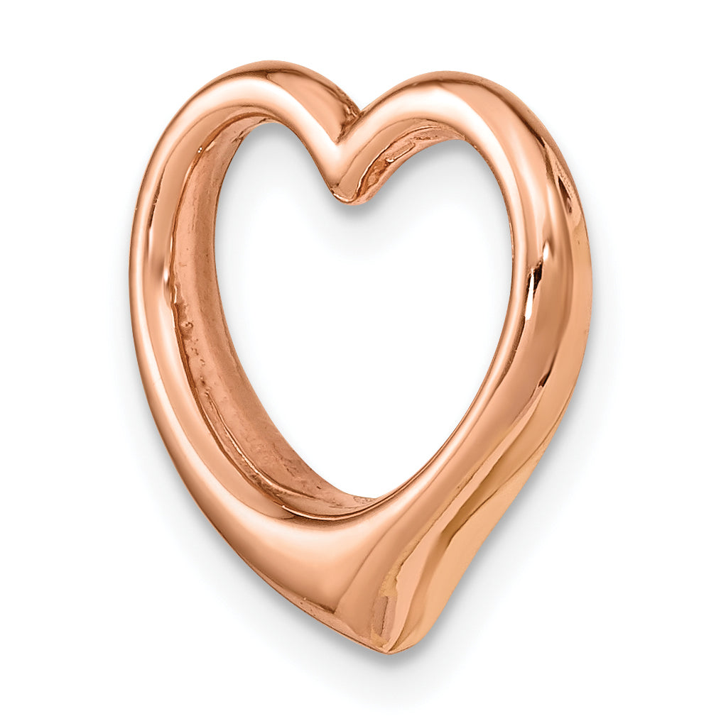 14K Rose Gold Polished Heart Chain Slide