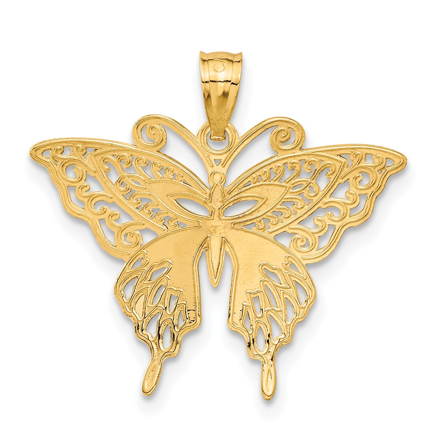 14K Yellow & Rhodium W/Rhodium Fancy Butterfly Pendant