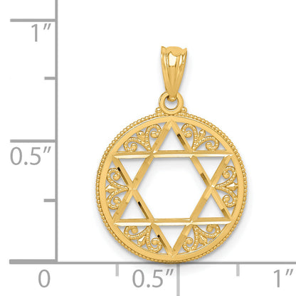 14K Yellow Gold Filigree Star Of David Pendant