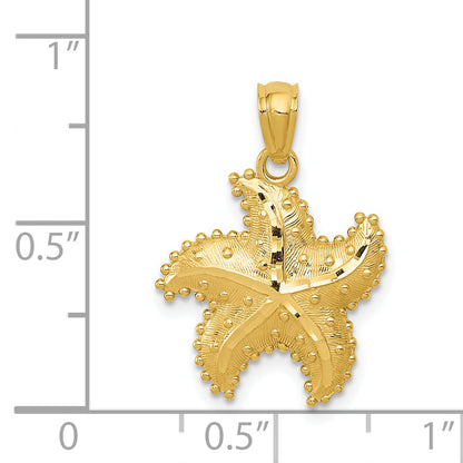 14K Yellow Gold Diamond-Cut Starfish Pendant