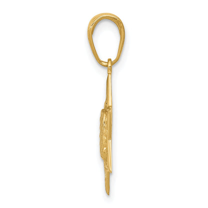 14K Yellow Gold Star Of David W/Tablets In Center Pendant