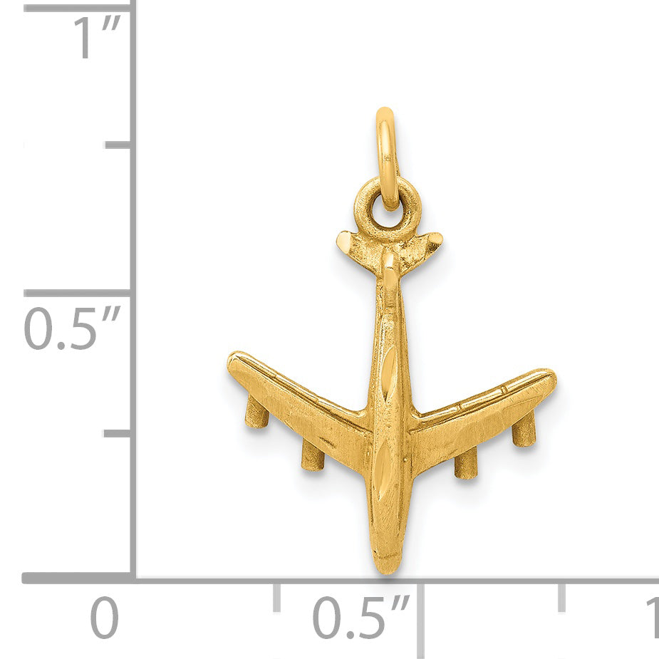 14K Yellow Gold 3-D Airplane Charm