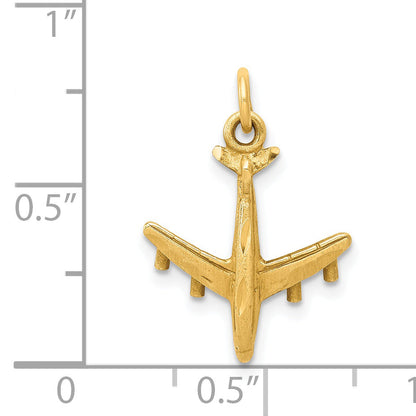 14K Yellow Gold 3-D Airplane Charm