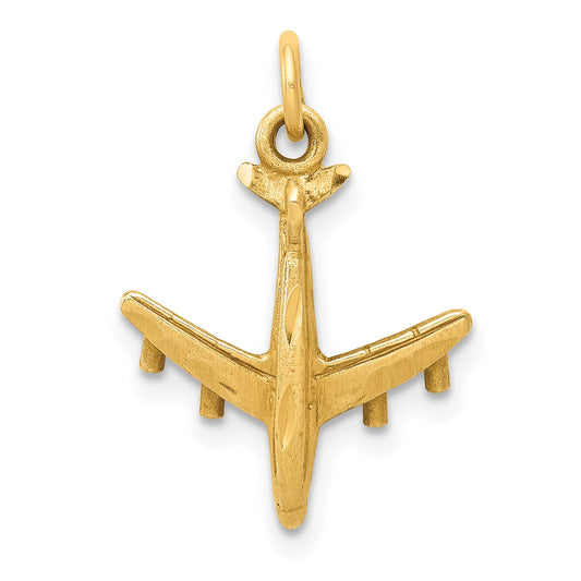 14K Yellow Gold 3-D Airplane Charm