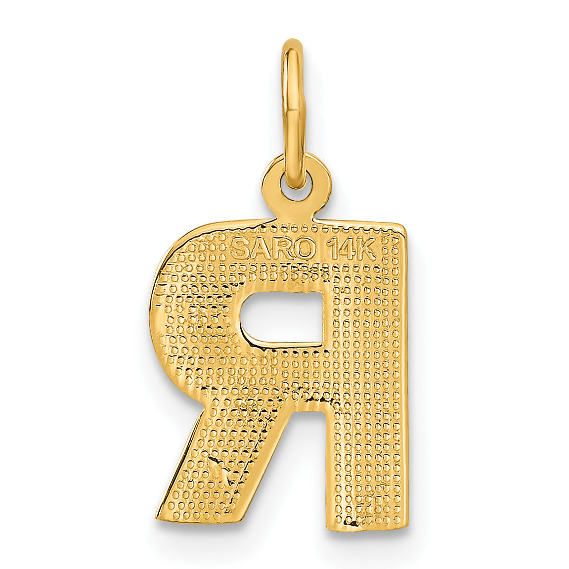 14K Yellow Gold 14Ky Satin Diamond-Cut Letter R Initial Charm