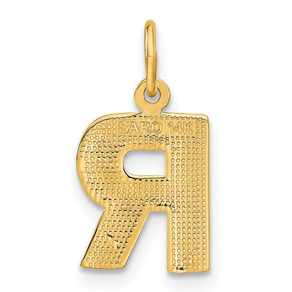 14K Yellow Gold 14Ky Satin Diamond-Cut Letter R Initial Charm