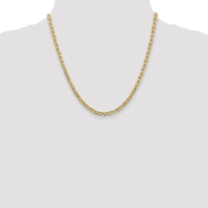 14K Yellow Gold 20 Inch 3.75mm Concave Anchor With Lobster Clasp Chain Necklace