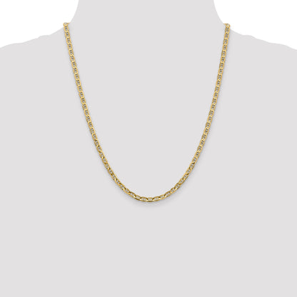 14K Yellow Gold 22 Inch 3.75mm Concave Anchor With Lobster Clasp Chain Necklace
