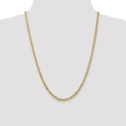 14K Yellow Gold 24 Inch 3.75mm Concave Anchor With Lobster Clasp Chain Necklace