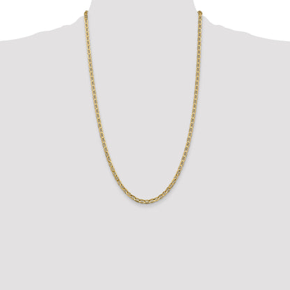 14K Yellow Gold 26 Inch 3.75mm Concave Anchor With Lobster Clasp Chain Necklace