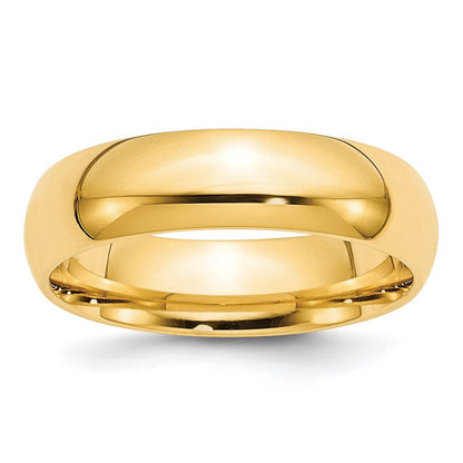 18k Yellow Gold 6mm Standard Weight Comfort Fit Wedding Band Ring