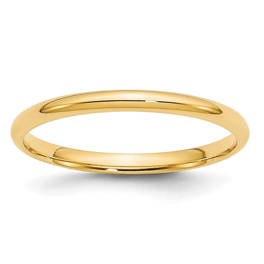 14k Yellow Gold 2mm Lightweight Comfort Fit Wedding Band Ring