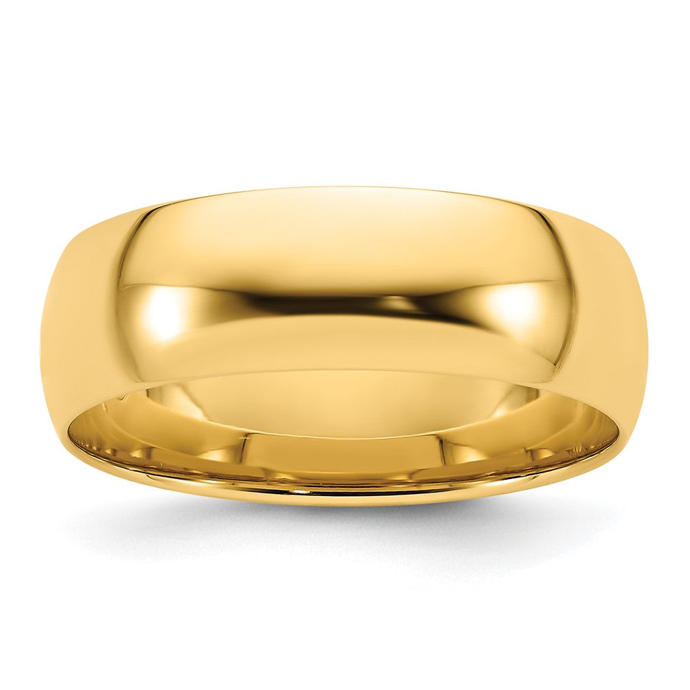 14k Yellow Gold 7mm Lightweight Comfort Fit Wedding Band Ring