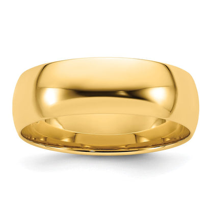 14k Yellow Gold 7mm Lightweight Comfort Fit Wedding Band Ring
