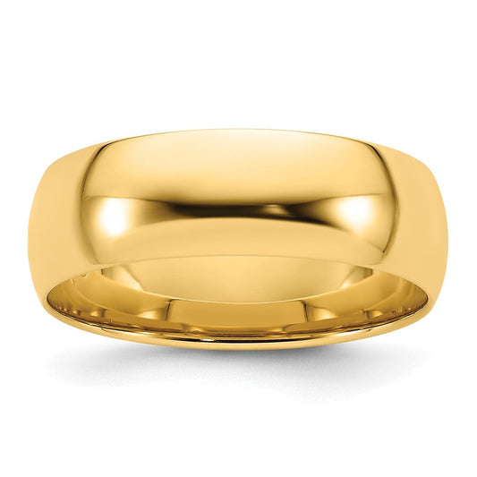 14k Yellow Gold 7mm Lightweight Comfort Fit Wedding Band Ring