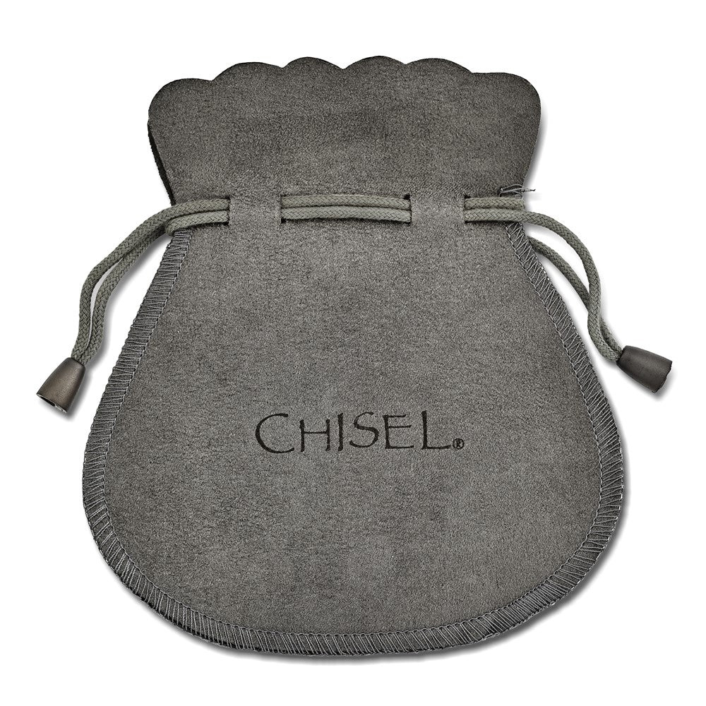 Stainless Steel Chisel Antiqued And Polished Cz Dangle Shepherd Hook Earrings