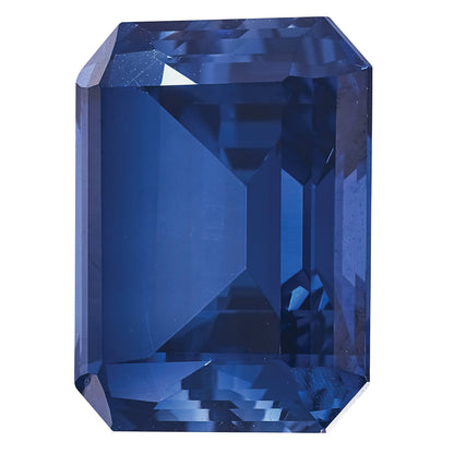 Gemstone Created Blue Sapphire 10X8mm Emerald Cut
