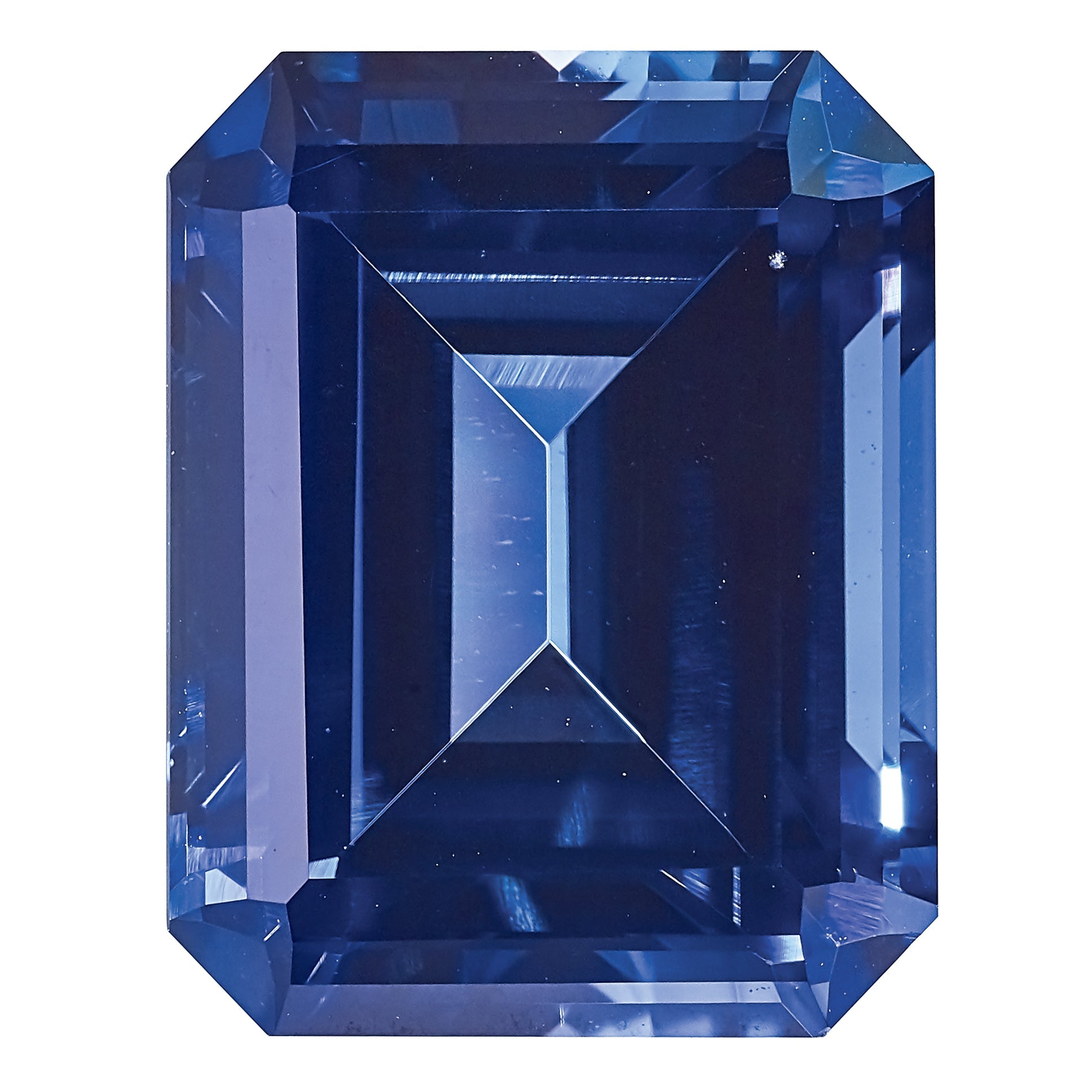 Gemstone Created Blue Sapphire 10X8mm Emerald Cut