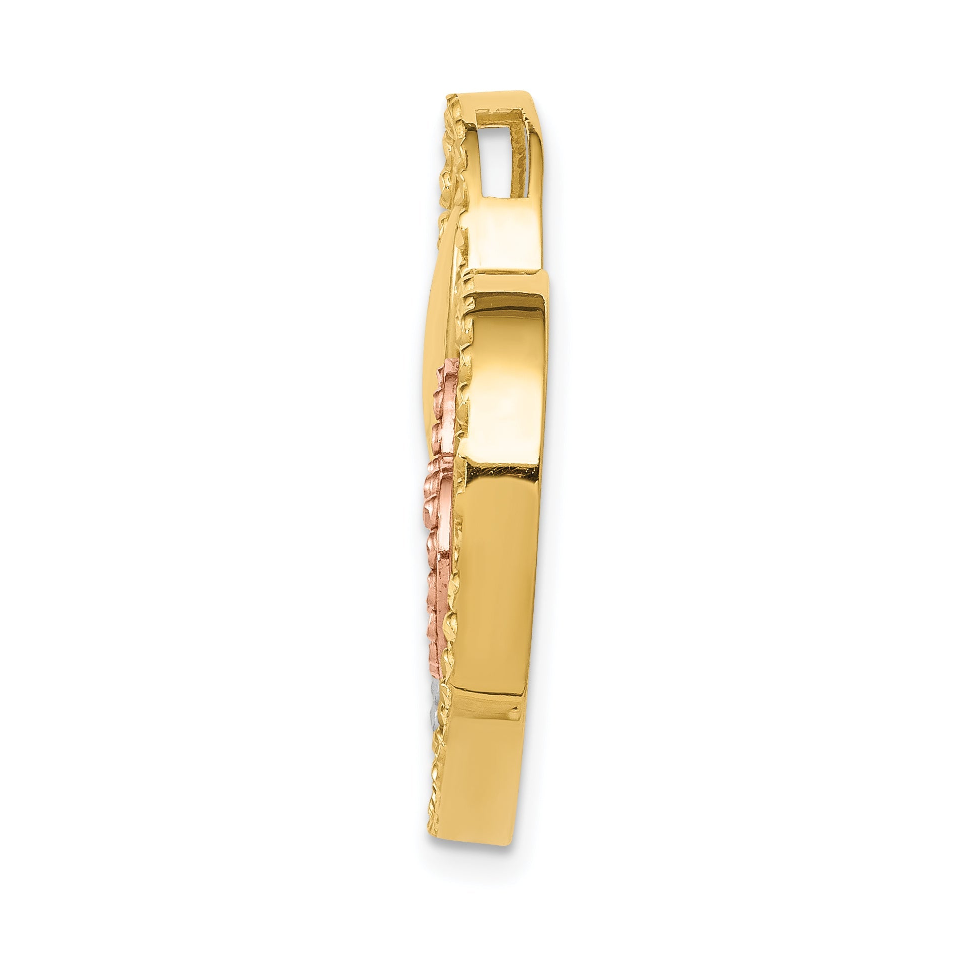 14K Two-Tone Yellow & Rose Gold W/Rhodium Heart Chain Slide