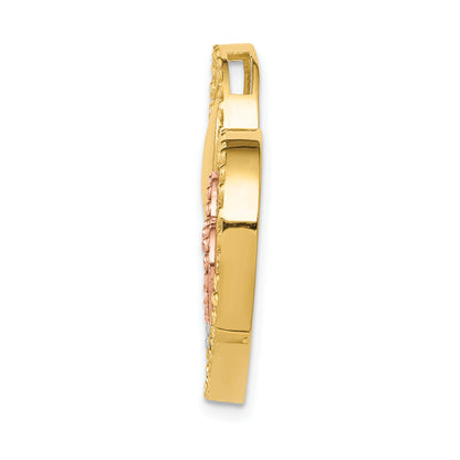 14K Two-Tone Yellow & Rose Gold W/Rhodium Heart Chain Slide