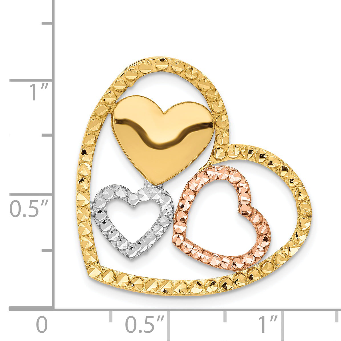 14K Two-Tone Yellow & Rose Gold W/Rhodium Heart Chain Slide