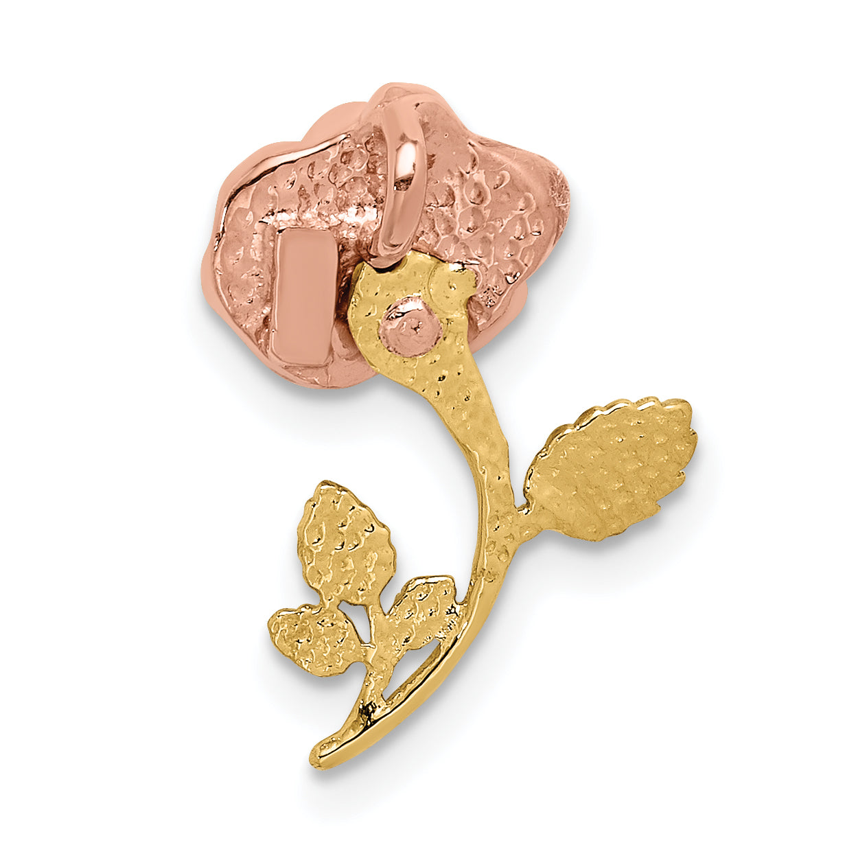 14K Two-Tone W/White Rhodium Polished Rose Chain Slide