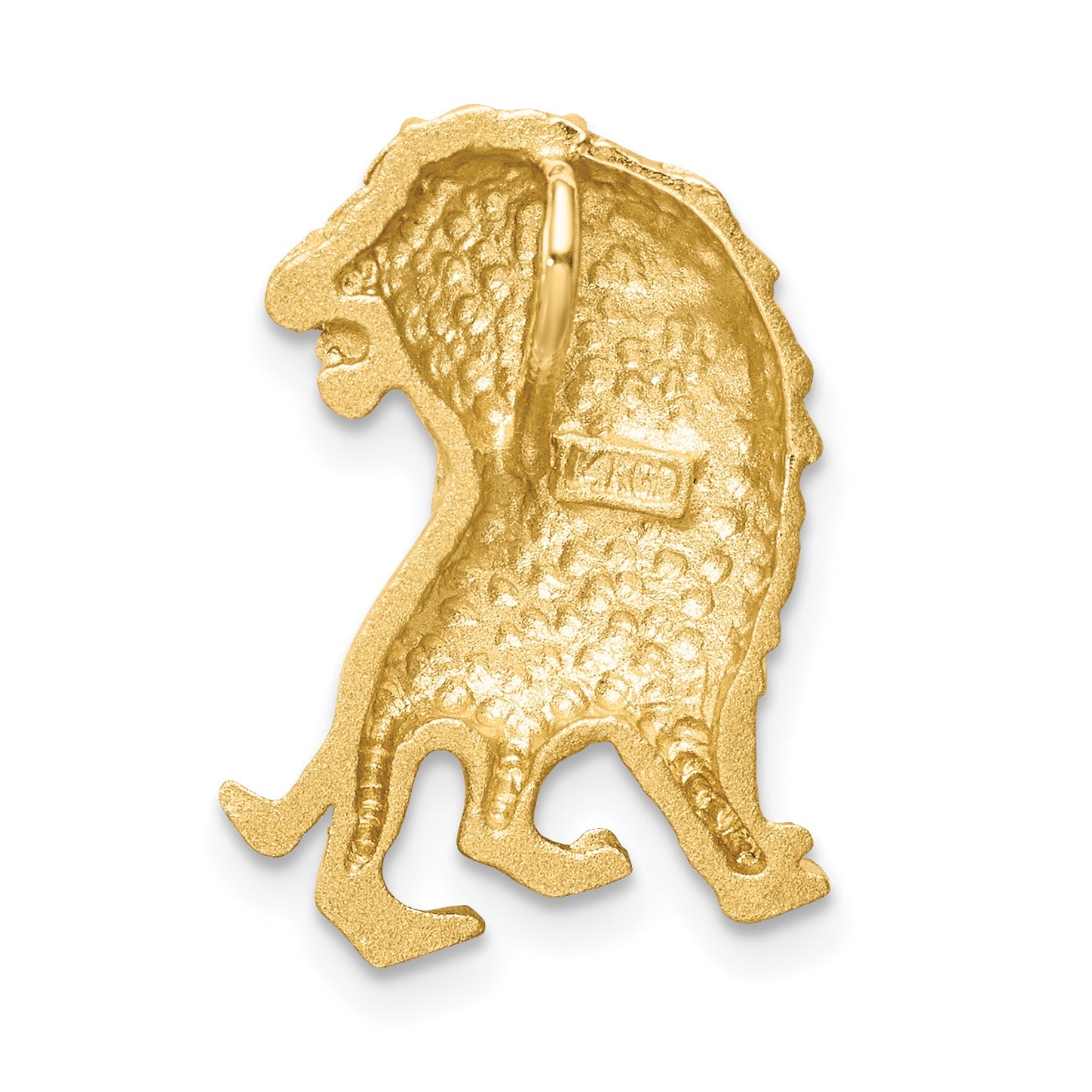 14K Yellow Gold Brushed Diamond-Cut Lion Chain Slide