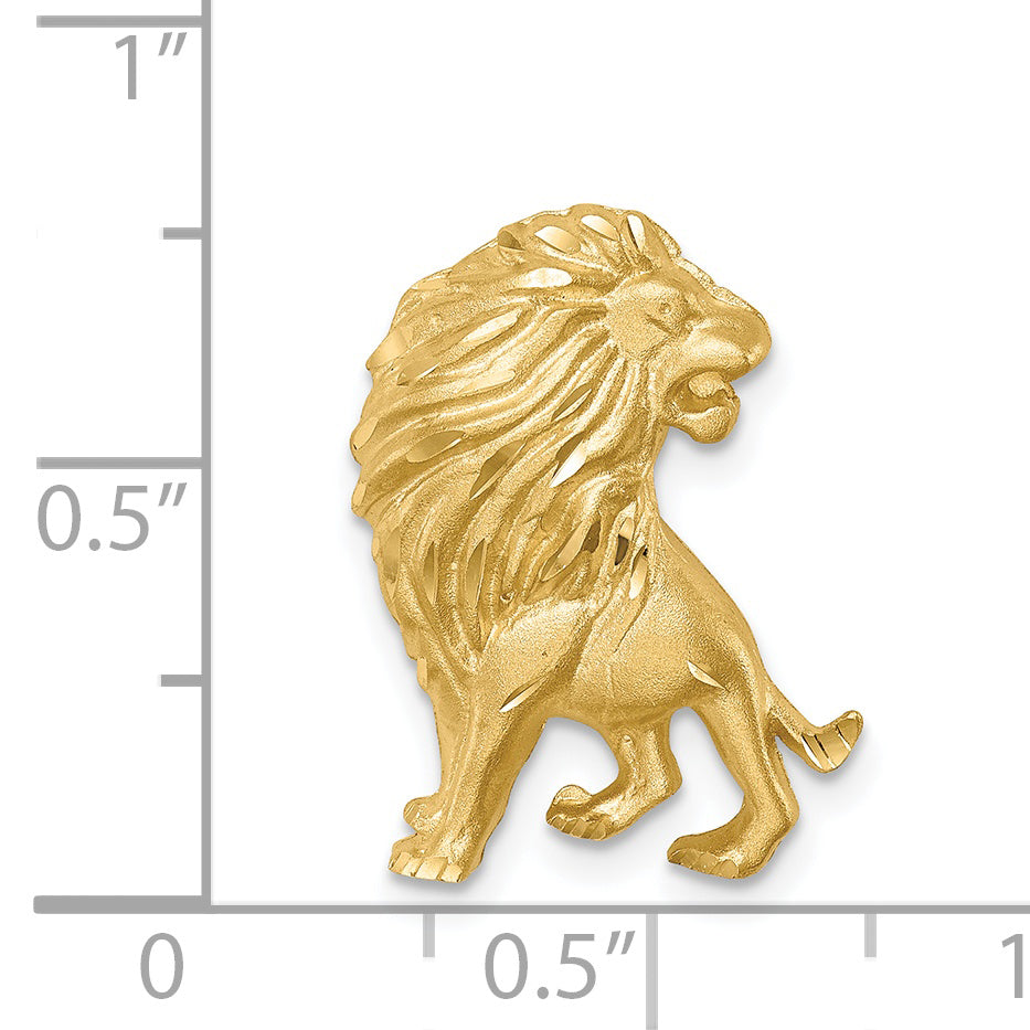 14K Yellow Gold Brushed Diamond-Cut Lion Chain Slide