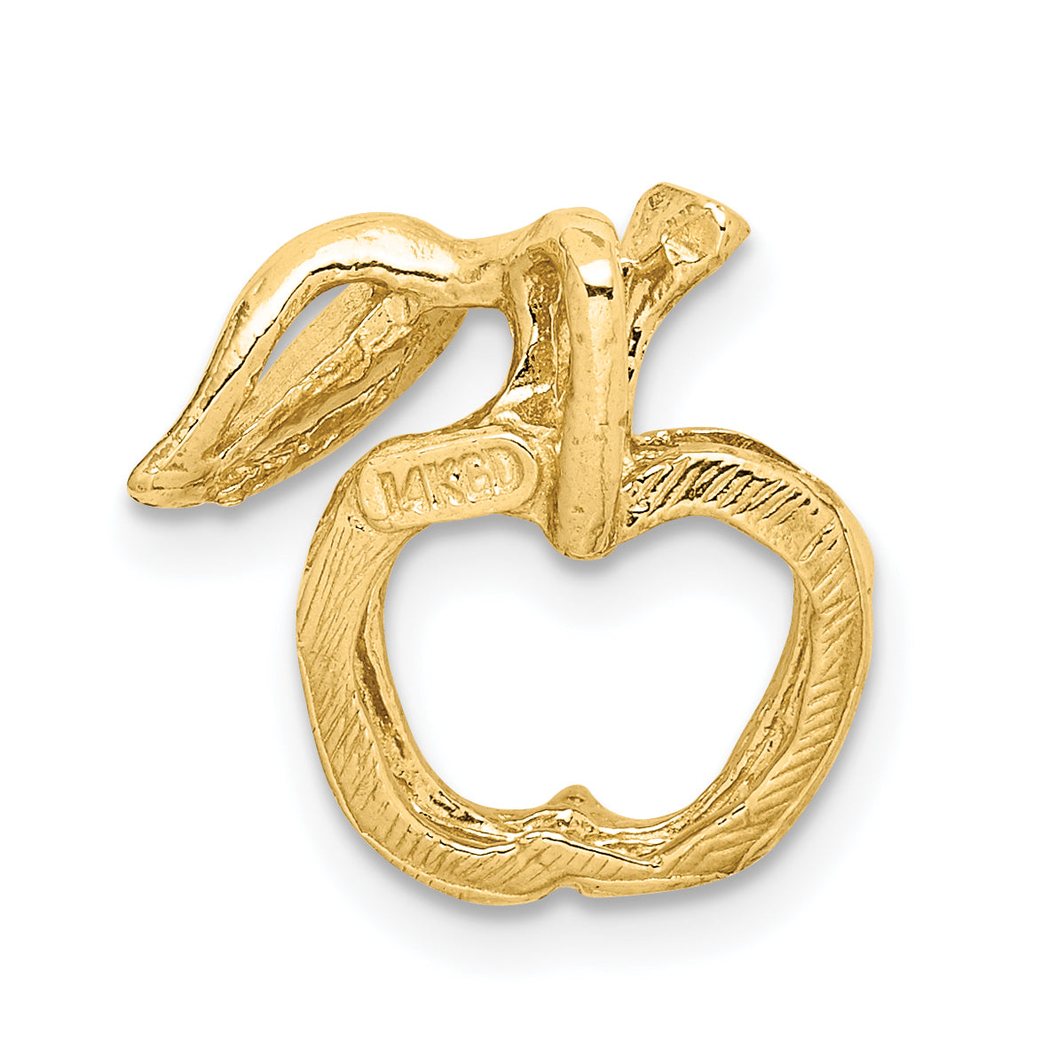 14K Yellow Gold Polished Cut-Out Apple Chain Slide