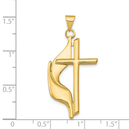 14k Yellow Gold Polished Cross w/Drape Pendant
