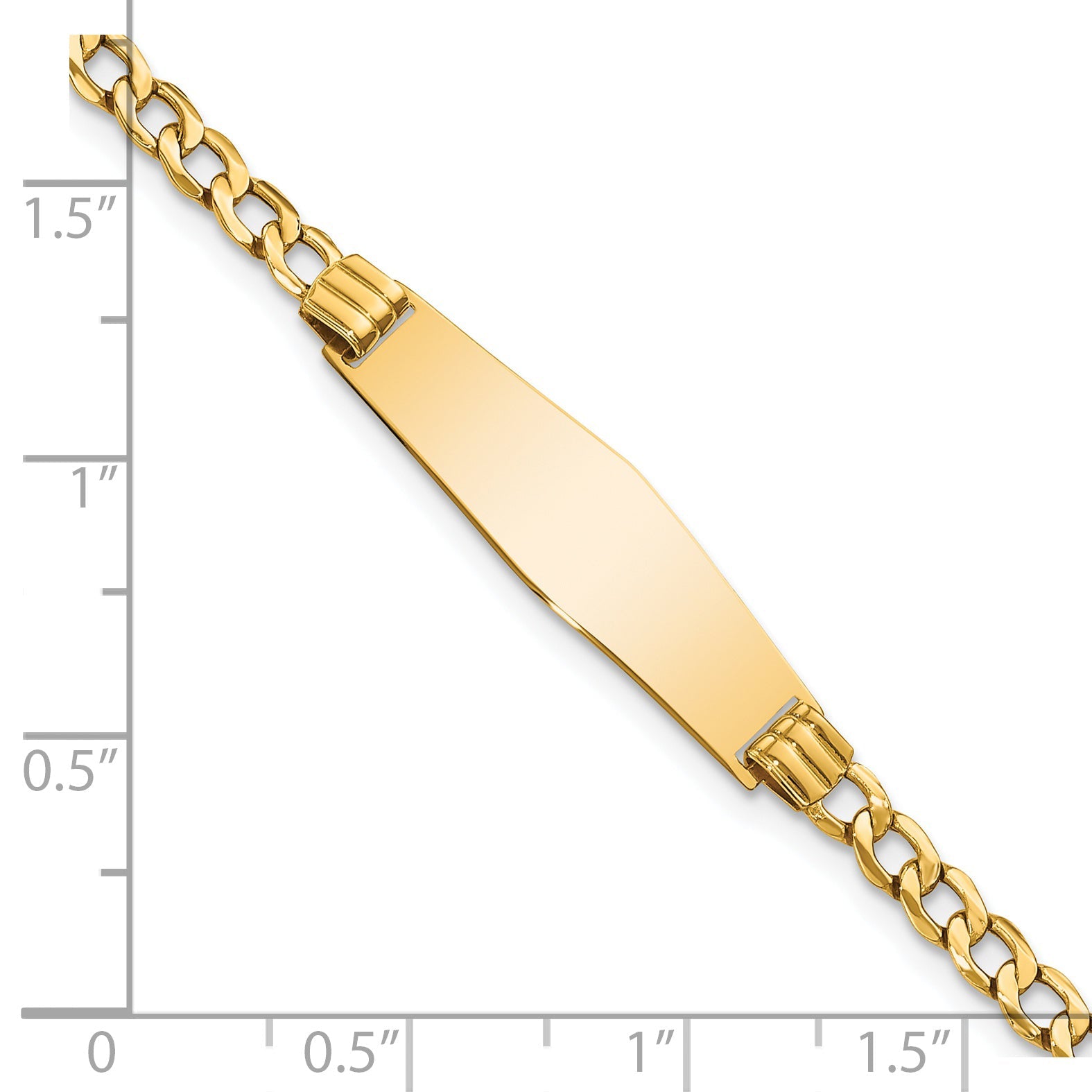 8 Inch 14K Semi-Solid Soft Diamond Shape Cuban Id Bracelet