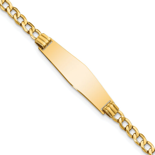 7 Inch 14K Semi-Solid Soft Diamond Shape Cuban Link Id Bracelet
