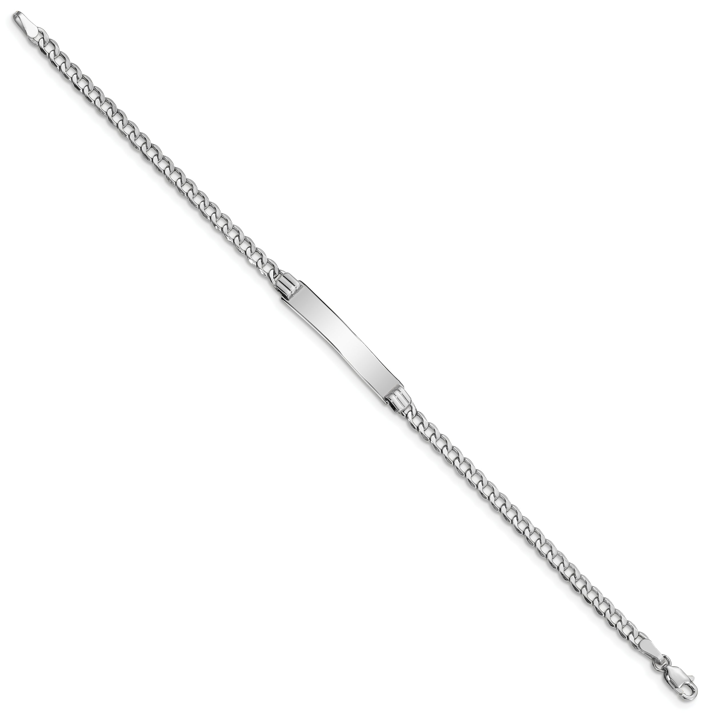 7 Inch 14K Wg Polished Semi-Solid Cuban Link Id Bracelet