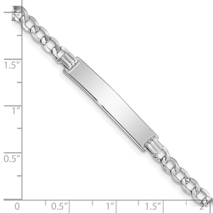8 Inch 14K Wg Polished Semi-Solid Cuban Id Bracelet