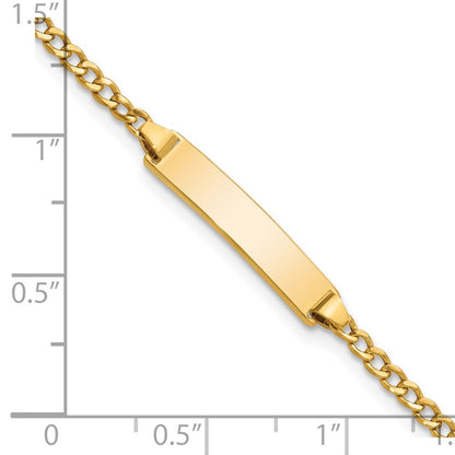 14K Yellow Gold Polished Semi Solid Chain/Solid Plate Cuban Link 20X4.5mm 6 Inch Baby/Child Id Bracelet