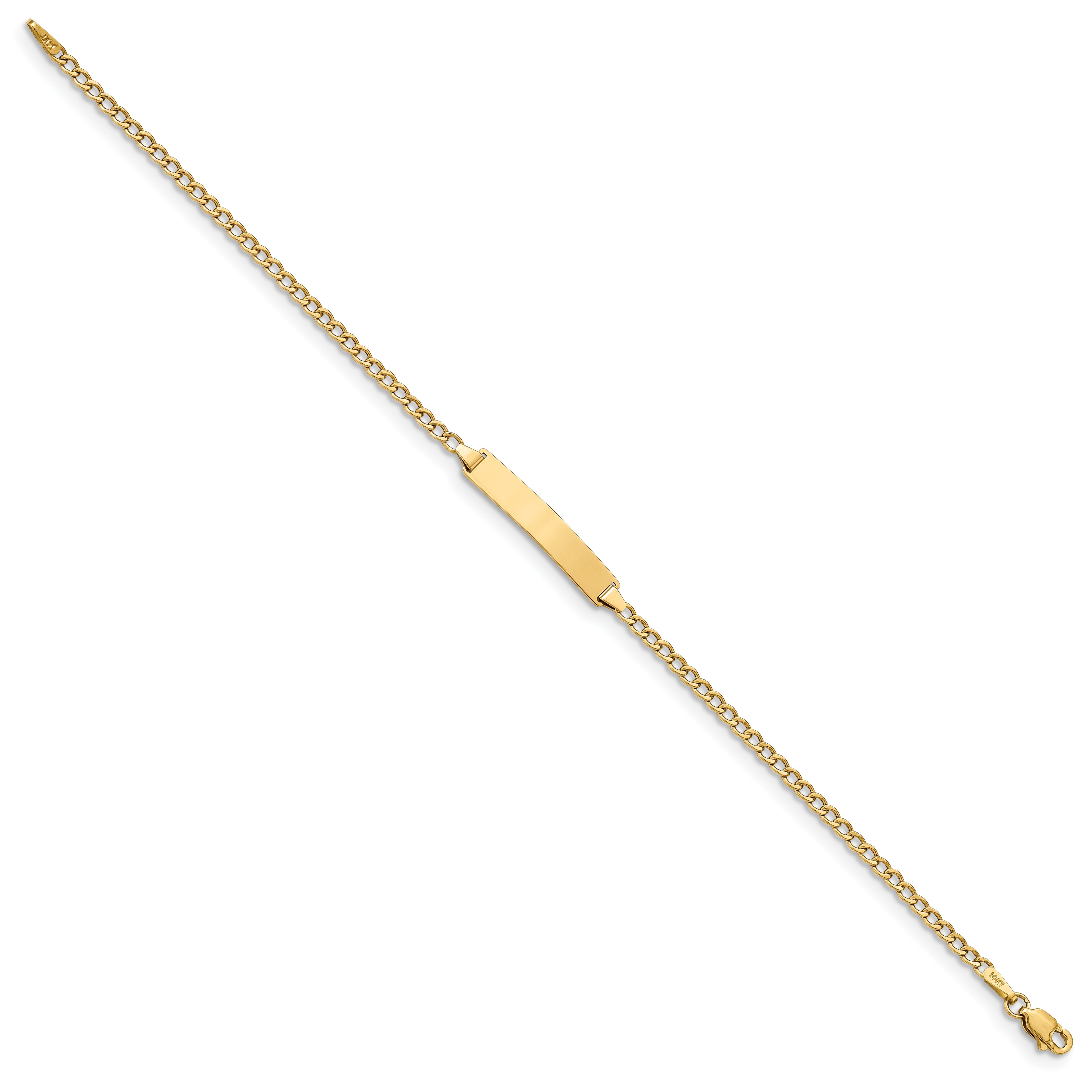 14K Yellow Gold Polished Semi Solid Chain/Solid Plate Cuban Link 23X4.3mm 7 Inch Id Bracelet