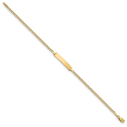 14K Yellow Gold Polished Semi Solid Chain/Solid Plate Cuban Link 23X4.3mm 7 Inch Id Bracelet