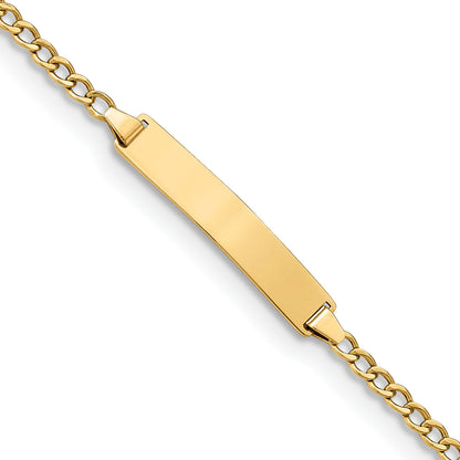 14K Yellow Gold Polished Semi Solid Chain/Solid Plate Cuban Link 23X4.3mm 7 Inch Id Bracelet
