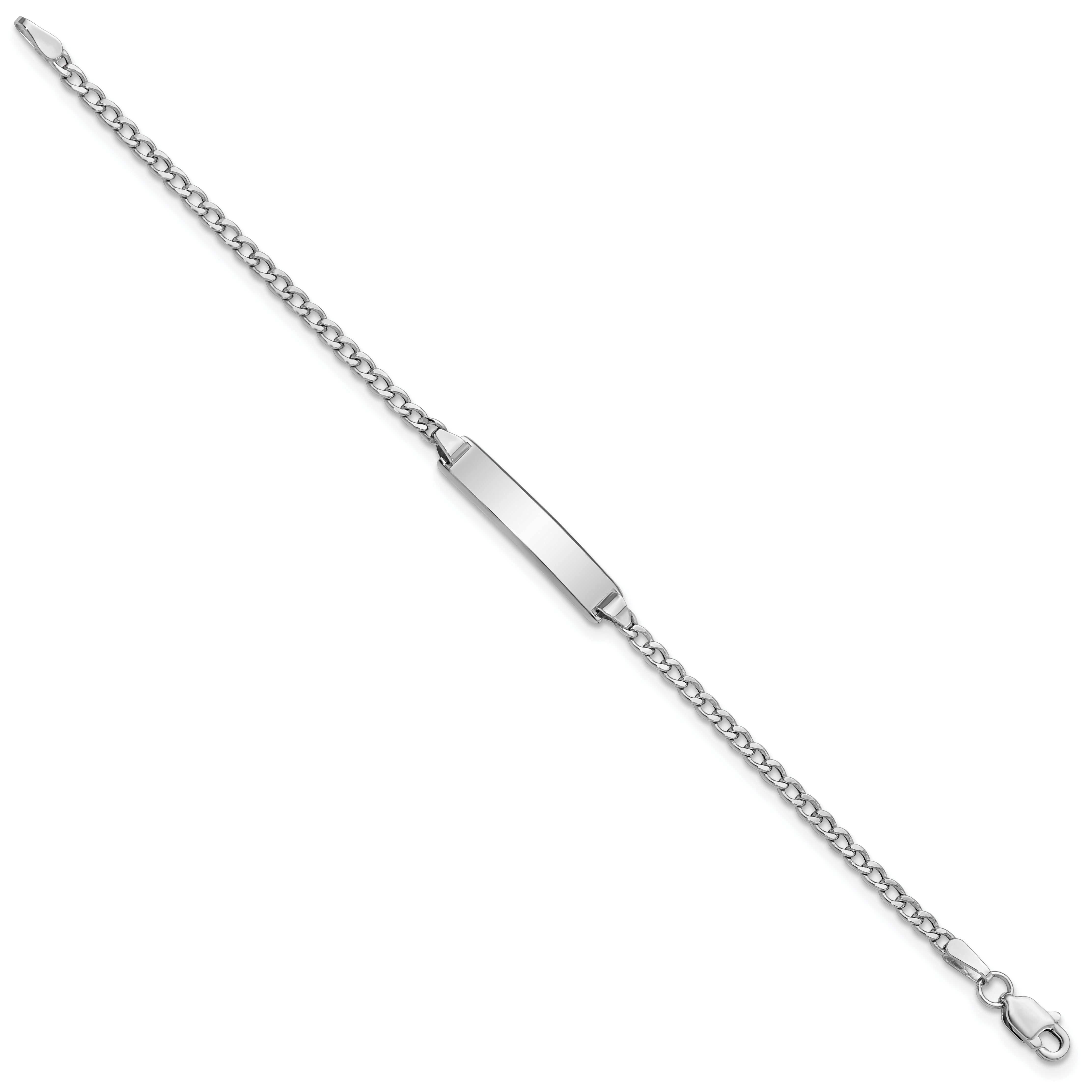 5.5 Inch 14K Wg Polished Semi-Solid Cuban Id Bracelet