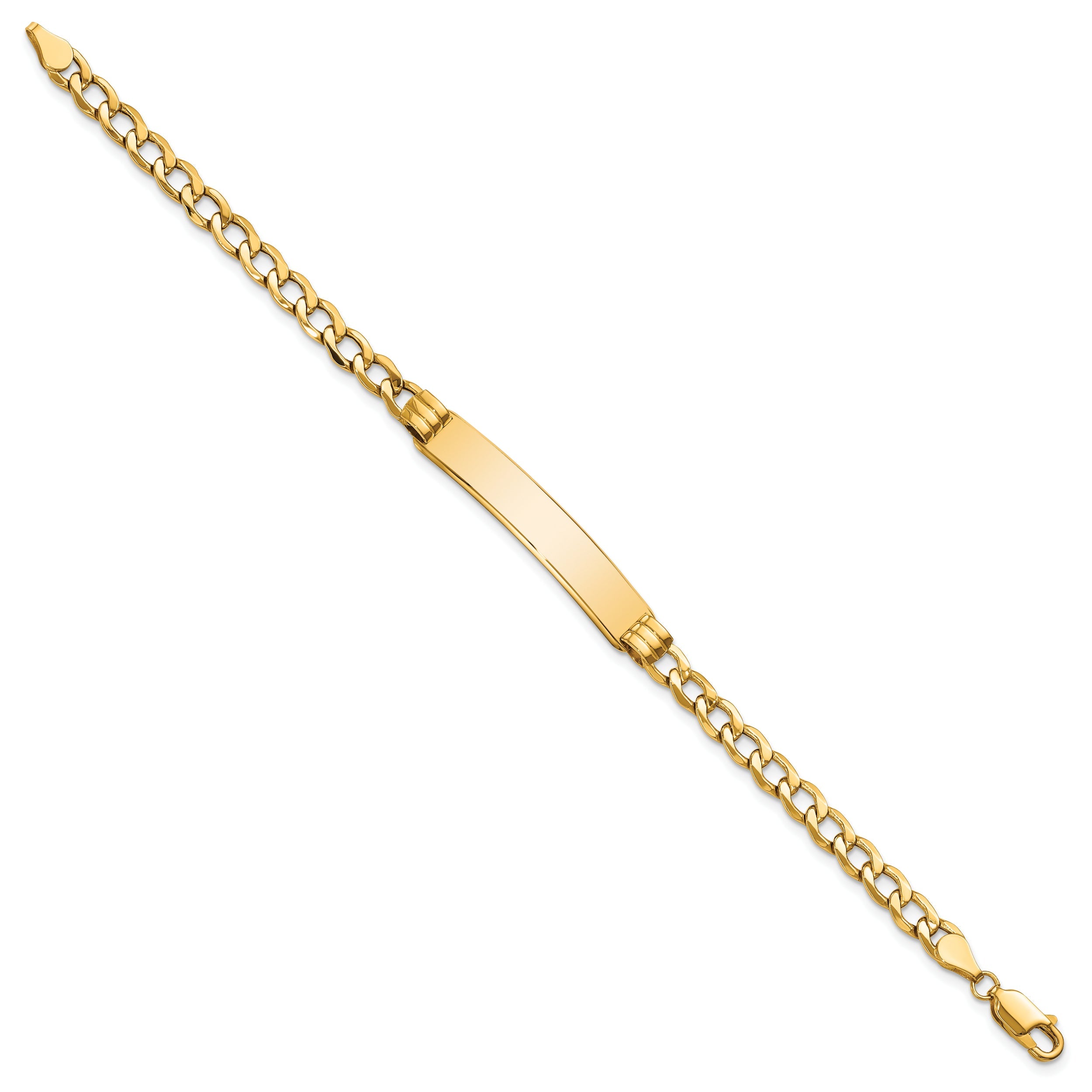 8 Inch 14K Polished Semi-Solid Cuban Id Bracelet