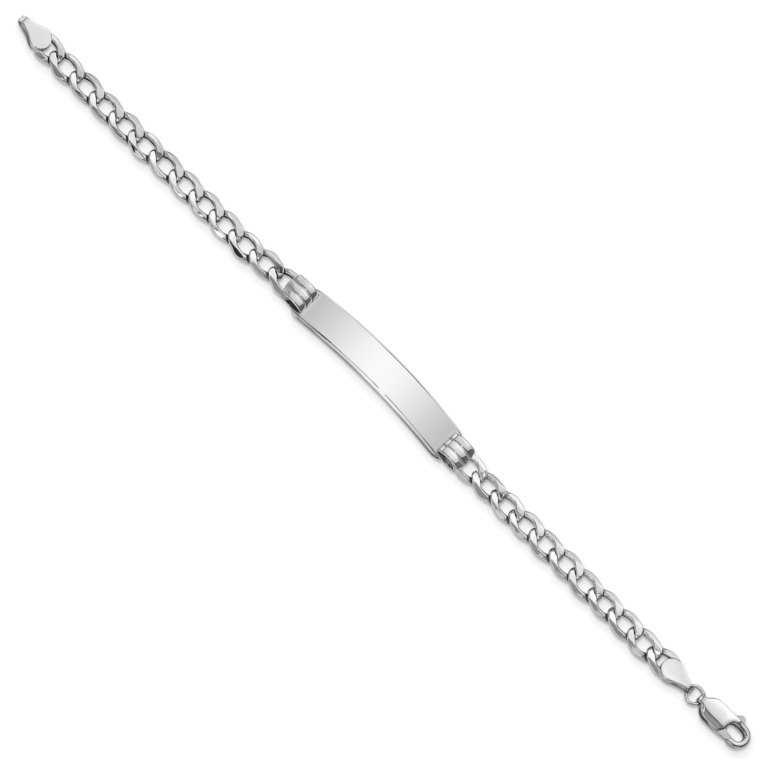 8 Inch 14K Wg Polished Semi-Solid Cuban Id Bracelet