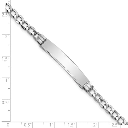 8 Inch 14K Wg Polished Semi-Solid Cuban Id Bracelet