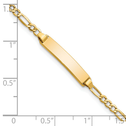 14K Yellow Gold Polished Semi Solid Chain/Solid Plate Figaro Link 23X4.5mm 6 Inch Baby/Child Id Bracelet