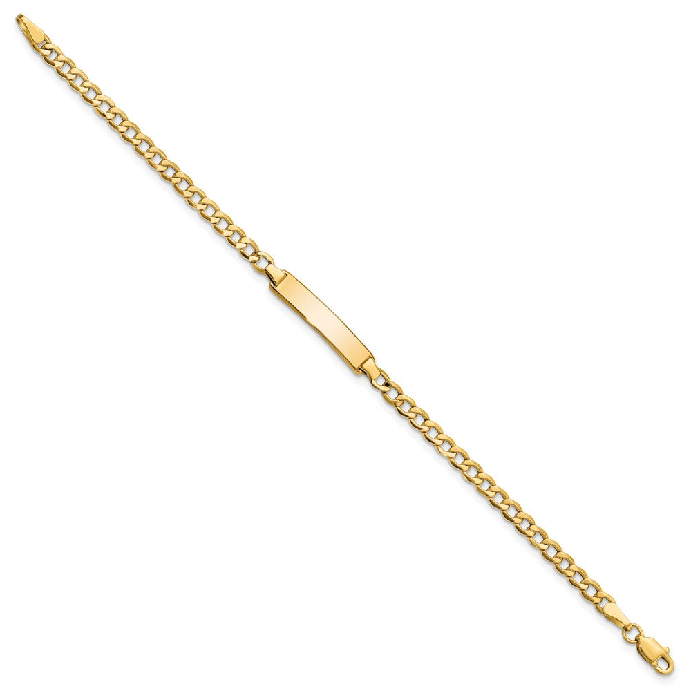 14K Yellow Gold Polished Semi Solid Chain/Solid Plate Cuban Link 23.5X4.5mm 6 Inch Baby/Child Id Bracelet