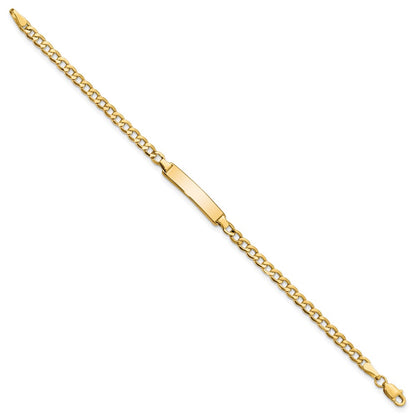 14K Yellow Gold Polished Semi Solid Chain/Solid Plate Cuban Link 23.5X4.5mm 6 Inch Baby/Child Id Bracelet