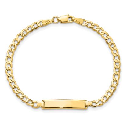 14K Yellow Gold Polished Semi Solid Chain/Solid Plate Cuban Link 19.5X4.5mm 7 Inch Id Bracelet