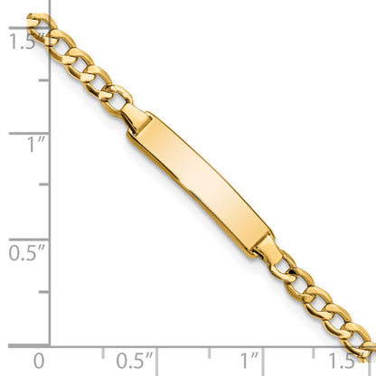 14K Yellow Gold Polished Semi Solid Chain/Solid Plate Cuban Link 23.5X4.5mm 6 Inch Baby/Child Id Bracelet