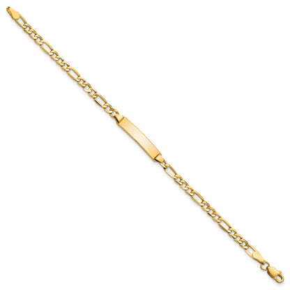 14K Yellow Gold Polished Semi Solid Chain/Solid Plate Figaro Link 20.3X4.4mm 6 Inch Baby/Child Id Bracelet