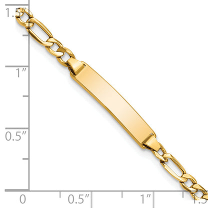 14K Yellow Gold Polished Semi Solid Chain/Solid Plate Figaro Link 23X4.3mm 7 Inch Id Bracelet